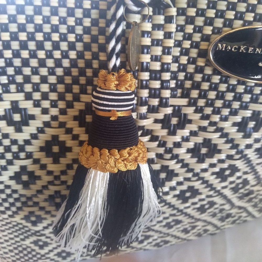 NWOT Women's Mackenzie-Childs Black & Beige Woven Tote Bag One Size - Picture 5 of 14